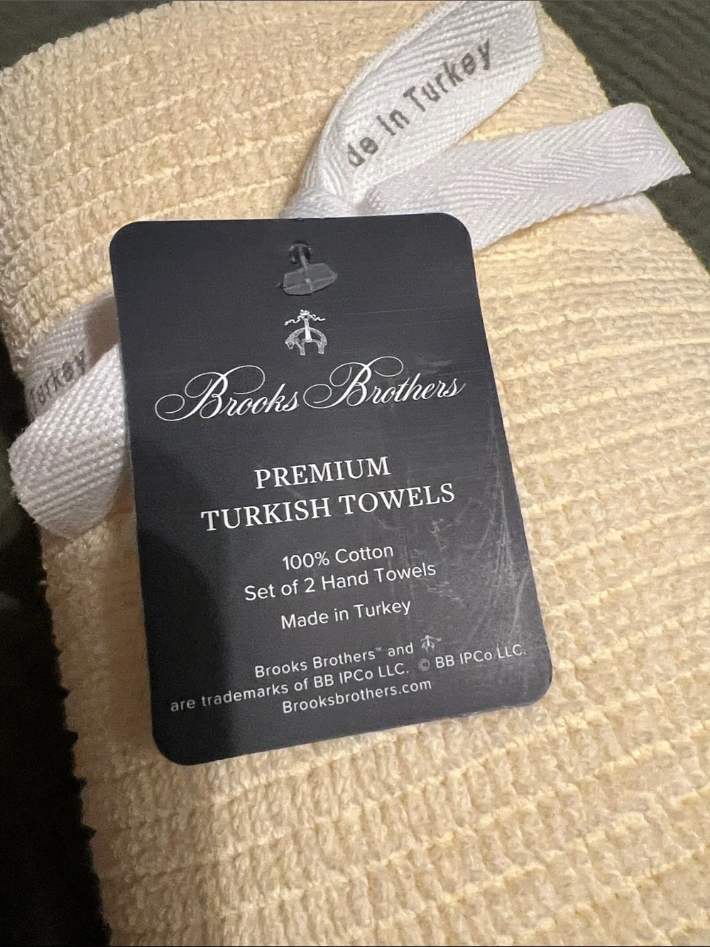 Brooks Brothers Premium Turkish towels Butter Yellow set of 2 hand towels